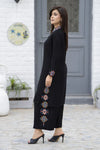 Zaiwa Black 2PC Ready to Wear Embroidered Linen Suit with Mirror Work LTZ8
