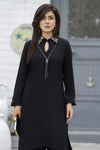 Zaiwa Black 2PC Ready to Wear Embroidered Linen Suit with Mirror Work LTZ8