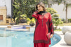 Ruby Red Embroidered 3pc Short Shirt & Farshi Shalwar Set – Ros6 by Gul Warun