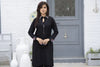 Zaiwa Black 2PC Ready to Wear Embroidered Linen Suit with Mirror Work LTZ8