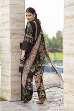 Sakeena Summer Ease – Black 3pc Lawn Dress with Farshi Shalwar SSE3