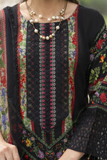 Sakeena Summer Ease – Black 3pc Lawn Dress with Farshi Shalwar SSE3