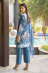 Blue Floral 3pc Embroidered Lawn Suit | Garmi Ka Jora by Dress Code GKJ4