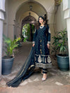 3PC COTTON EMBROIDERED LONG FROCK V19