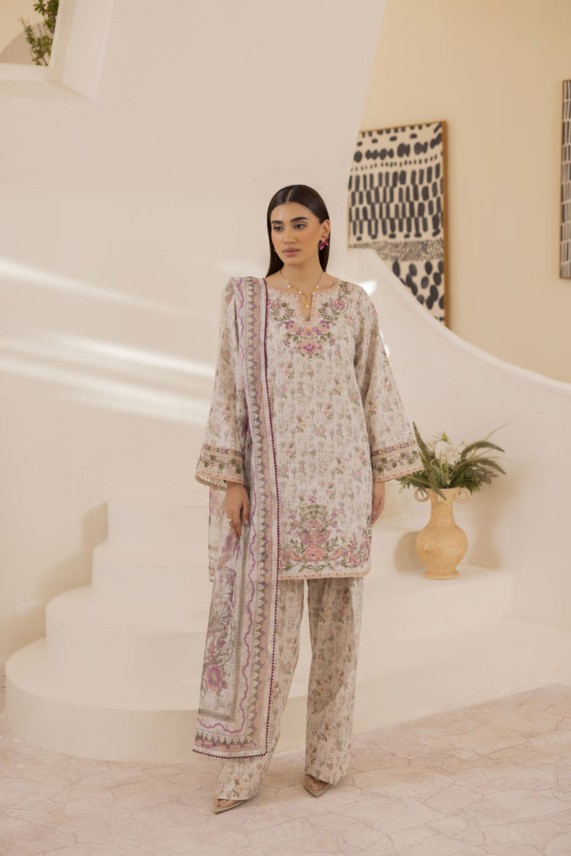 Mohagni Ready to Wear Embroidered Lawn 3pc Farshi Shalwar Suit SLM2