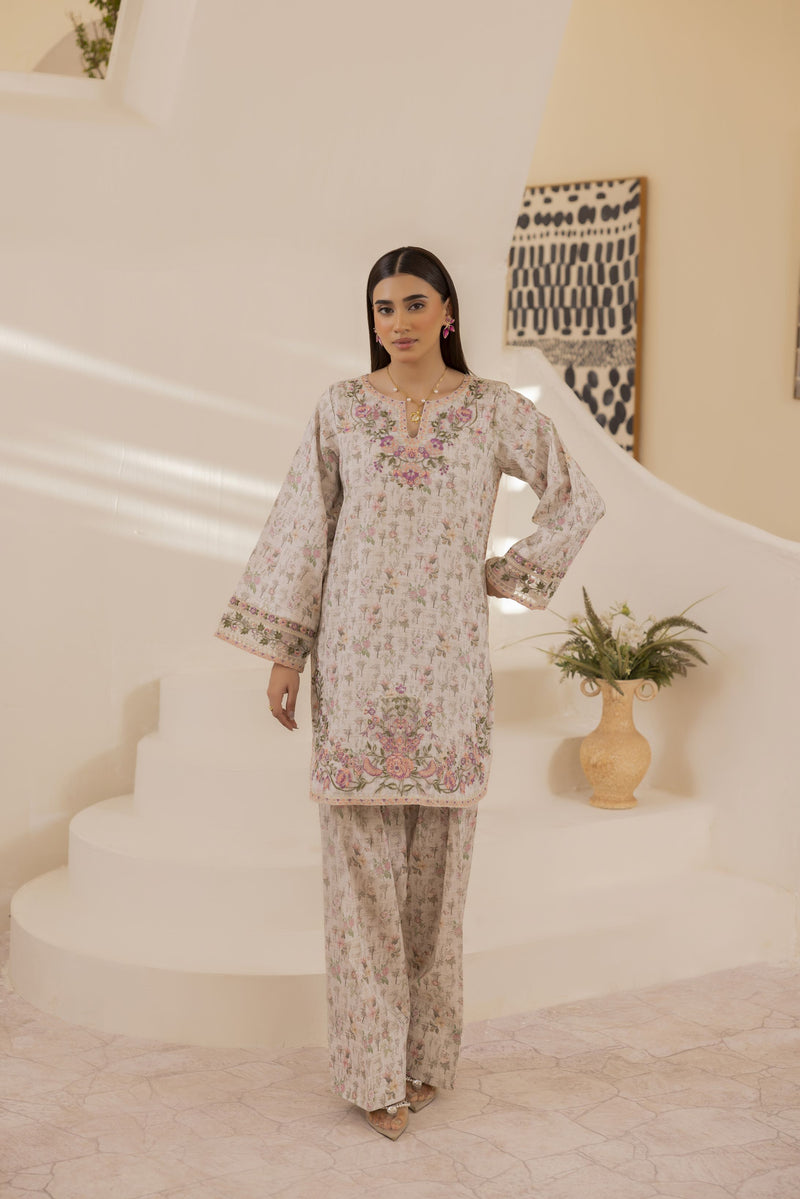 Mohagni Ready to Wear Embroidered Lawn 3pc Farshi Shalwar Suit SLM2