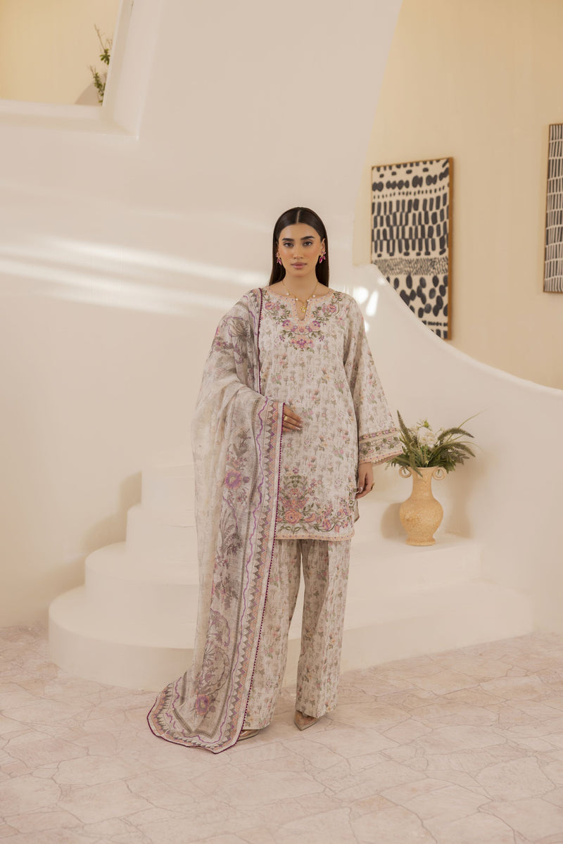 Mohagni Ready to Wear Embroidered Lawn 3pc Farshi Shalwar Suit SLM2