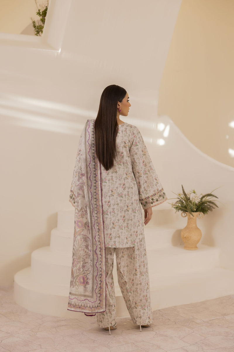 Mohagni Ready to Wear Embroidered Lawn 3pc Farshi Shalwar Suit SLM2