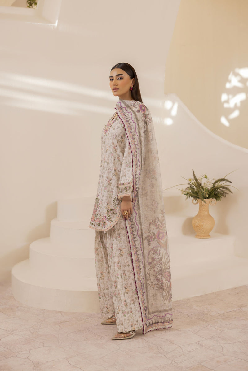 Mohagni Ready to Wear Embroidered Lawn 3pc Farshi Shalwar Suit SLM2