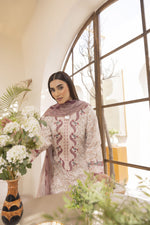 Mohagni Ready to Wear Embroidered Lawn 3pc Suit in Pink Tones SLM3