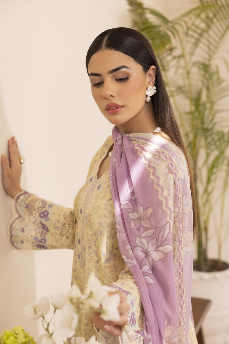 Mohagni Ready to Wear Embroidered Lawn 3pc Farhi Shalwar Suit in Soft Pink SLM5