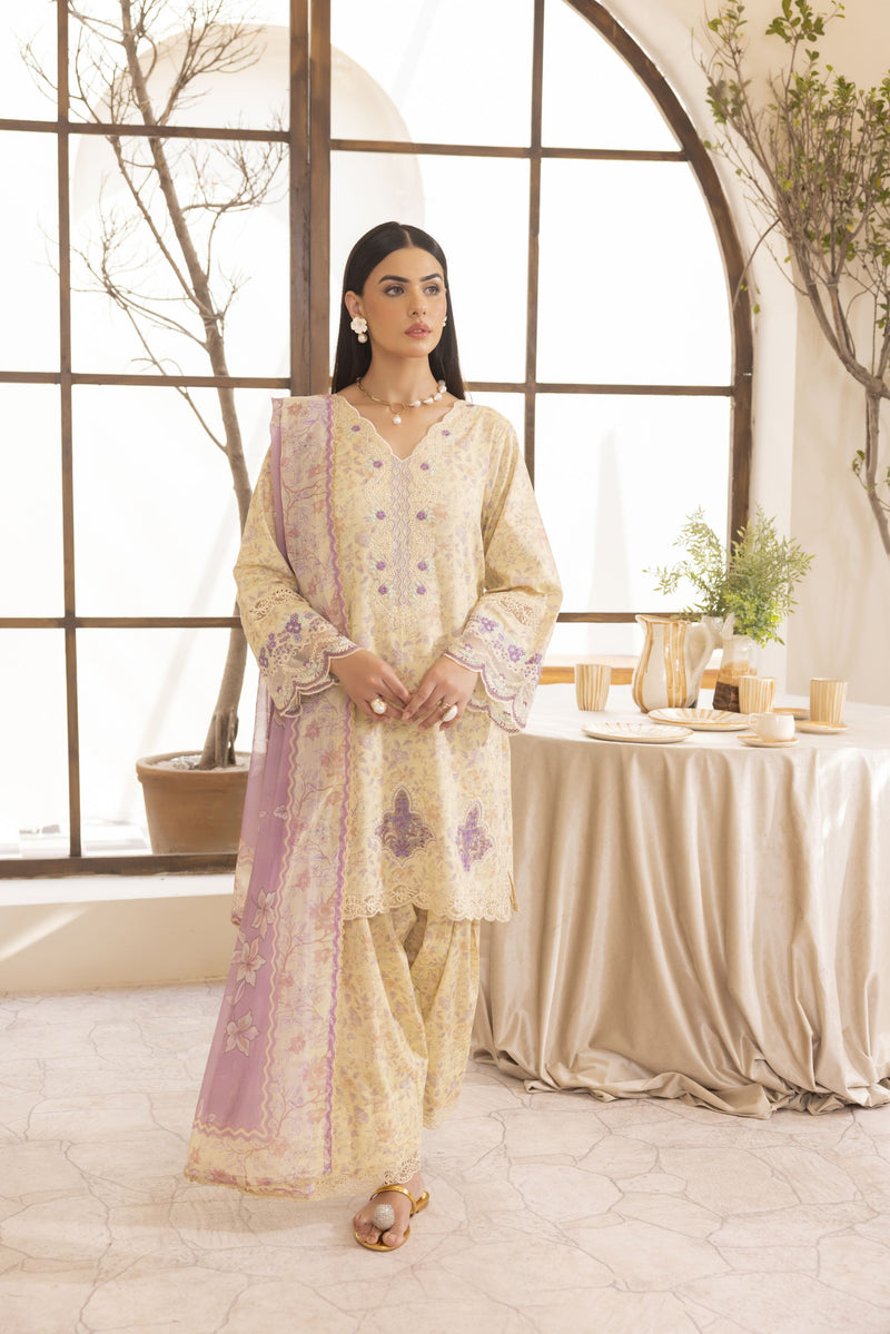 Mohagni Ready to Wear Embroidered Lawn 3pc Farshi Shalwar Suit SLM6