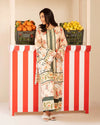 Everyday Luxe by Mona – Cream & Green Floral Silk Lawn 2pc Co-Ord Set | MES9