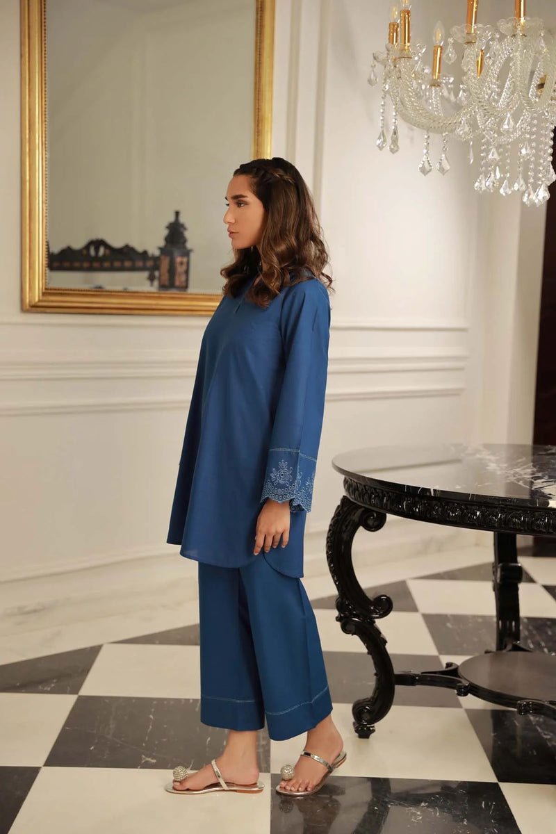 SAPPHIRE CROSS HATCH DRESS BY SAHAR The Zaibai SAPPHIRE CROSS HATCH DRESS BY SAHAR The Zaibai