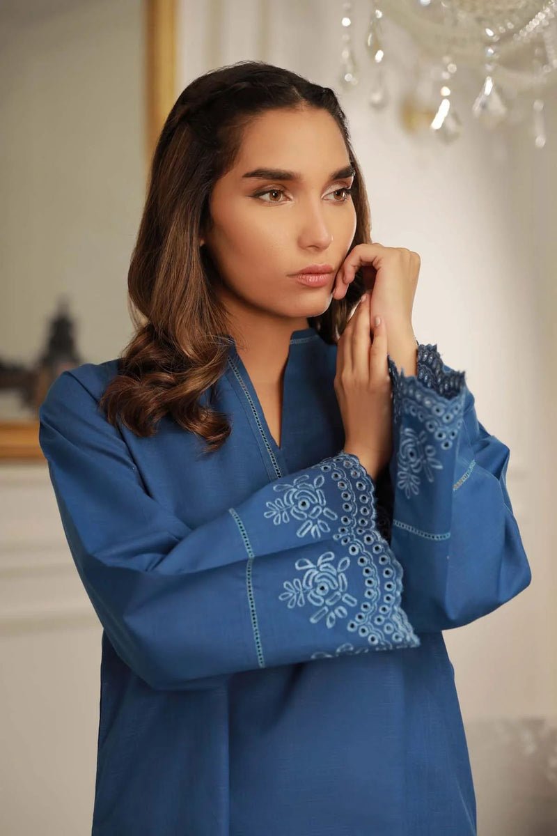 SAPPHIRE CROSS HATCH DRESS BY SAHAR The Zaibai SAPPHIRE CROSS HATCH DRESS BY SAHAR The Zaibai