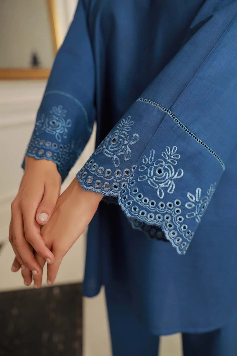 SAPPHIRE CROSS HATCH DRESS BY SAHAR The Zaibai SAPPHIRE CROSS HATCH DRESS BY SAHAR The Zaibai