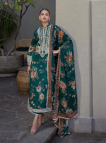Velina - Stitched Green Floral Embroidered Lawn 3pc Suit by Zainab Chottani – ZCTL1