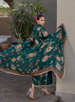 Velina - Stitched Green Floral Embroidered Lawn 3pc Suit by Zainab Chottani – ZCTL1