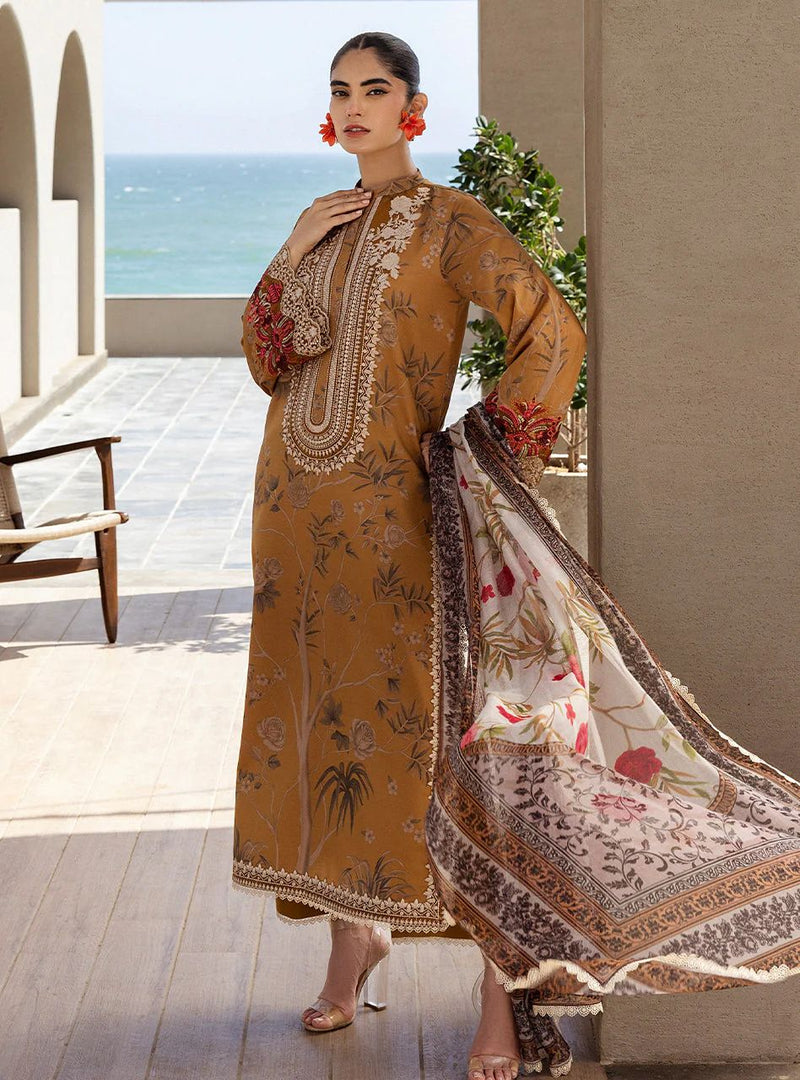 Rahma Stitched Mustard Embroidered Lawn 3pc Suit by Zainab Chottani The Zaibai Rahma Stitched Mustard Embroidered Lawn 3pc Suit by Zainab Chottani The Zaibai