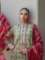 Zaira – Stitched Olive Green Printed & Embroidered Lawn 3pc Suit by Zainab Chottani – ZCTL10
