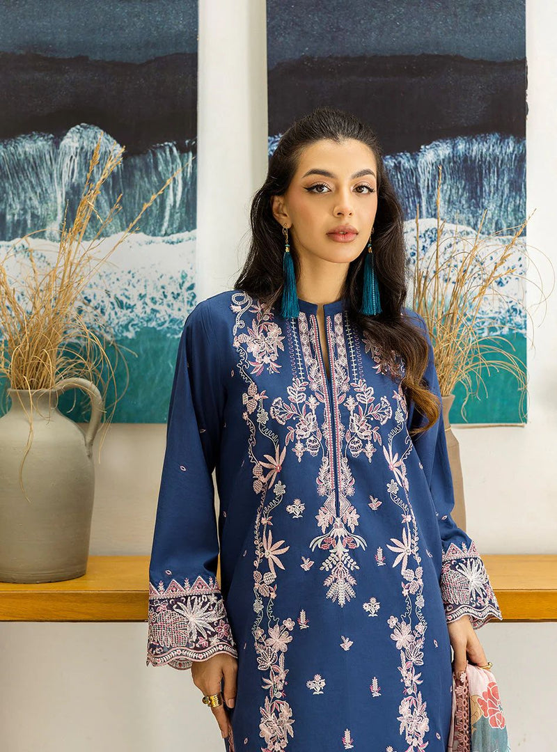 Elisa – Stitched Deep Blue Embroidered Lawn 3pc Suit by Zainab Chottani – ZCTL14