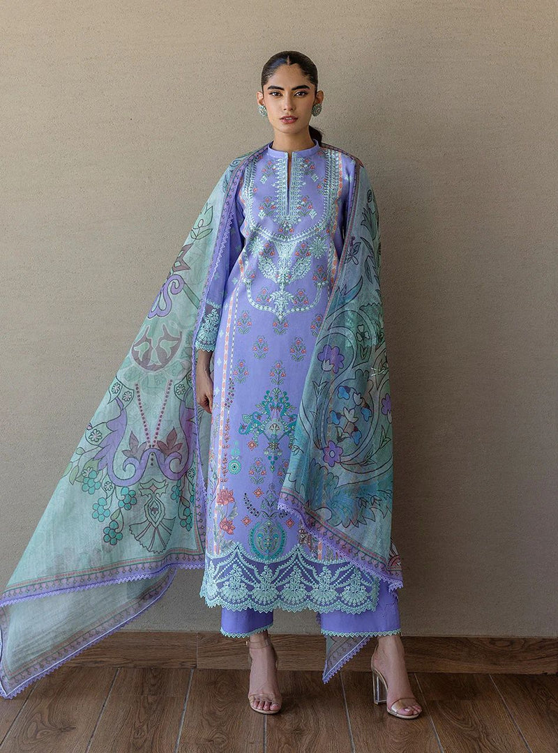 Lina – Stitched Lavender Printed & Embroidered Lawn 3pc Suit by Zainab Chottani – ZCTL15