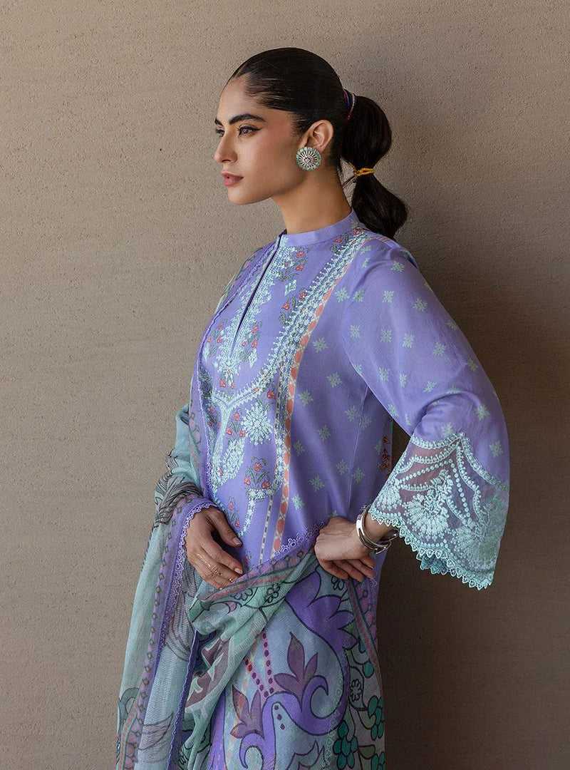 Lina – Stitched Lavender Printed & Embroidered Lawn 3pc Suit by Zainab Chottani – ZCTL15