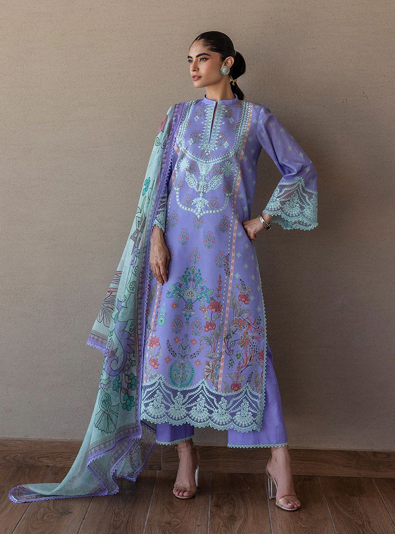 Lina – Stitched Lavender Printed & Embroidered Lawn 3pc Suit by Zainab Chottani – ZCTL15