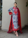 Syra – Stitched Grey & Red Printed Embroidered Lawn 3pc Suit by Zainab Chottani – ZCTL16