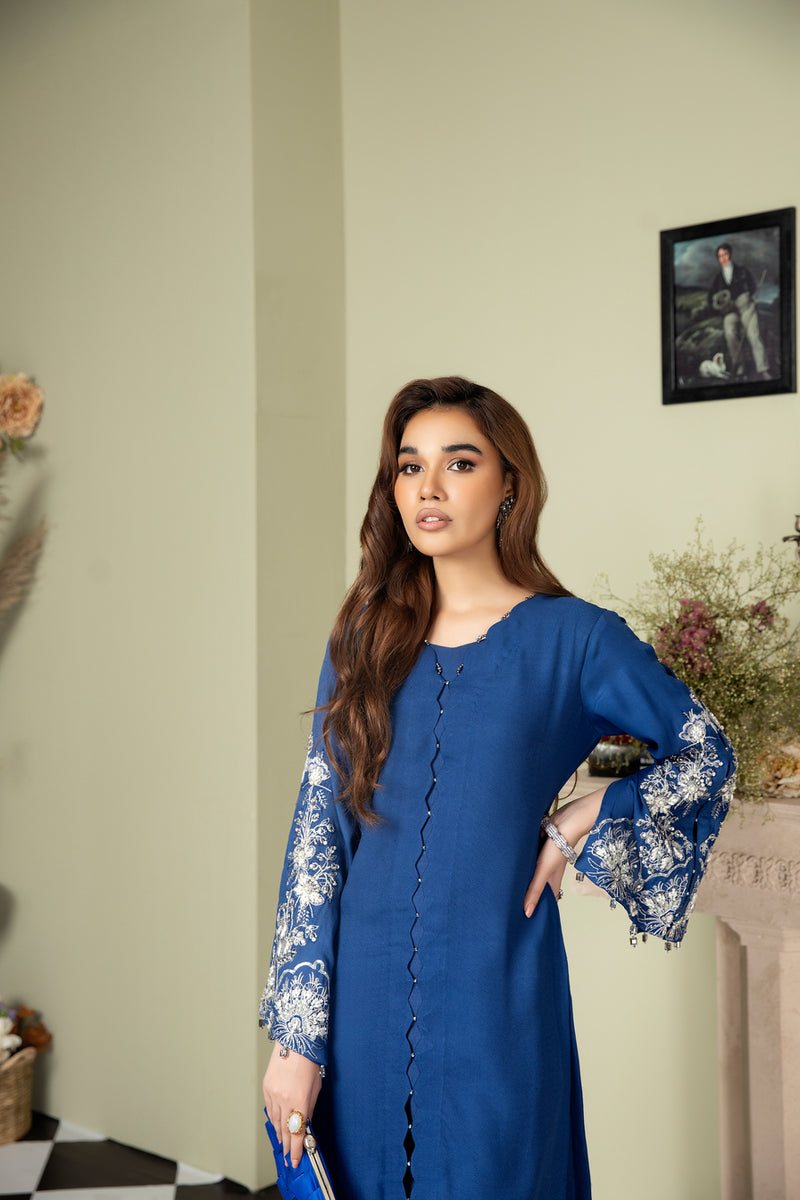 2PC CREPE EMBROIDERED DRESS BY AIN 03