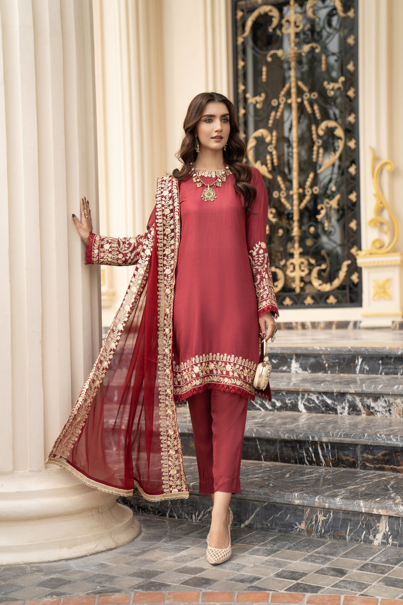 3PC LINEN READY TO WEAR DRESS BY DRESSCODE 03