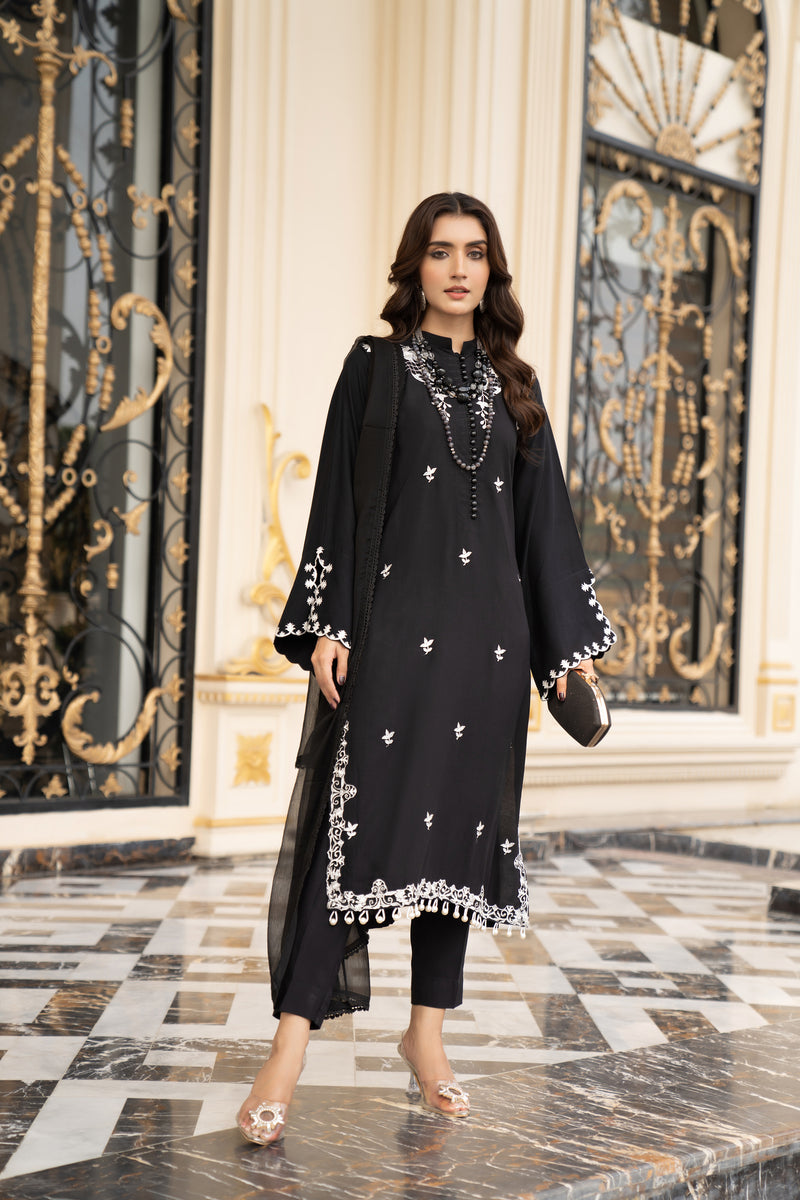 3PC LINEN READY TO WEAR DRESS BY DRESSCODE 01 – The Zaibai