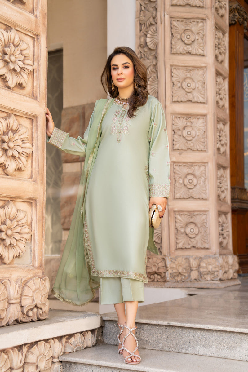 3PC READY TO WEAR RAW SILK DRESS BY GUL WARUN GRS12