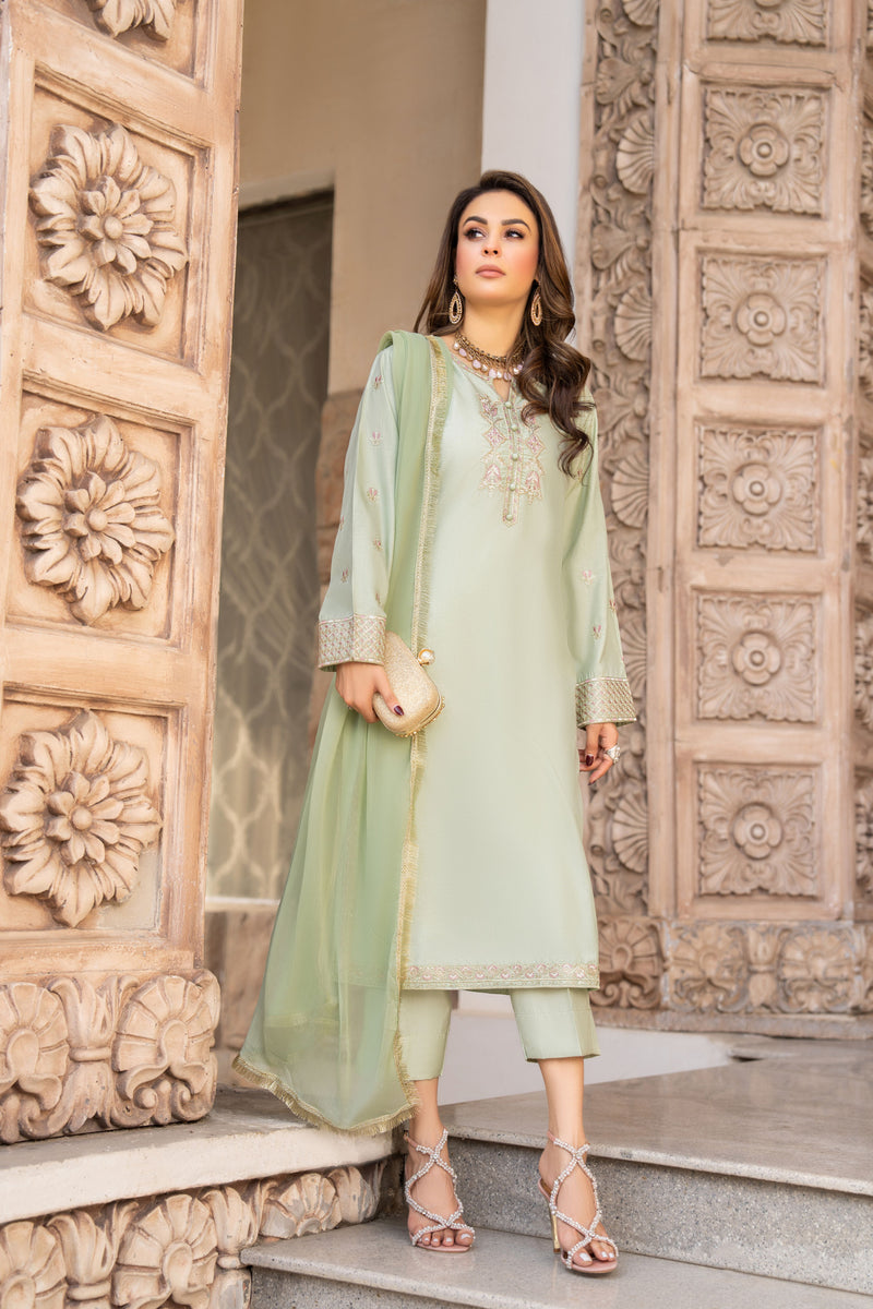3PC READY TO WEAR RAW SILK DRESS BY GUL WARUN GRS12