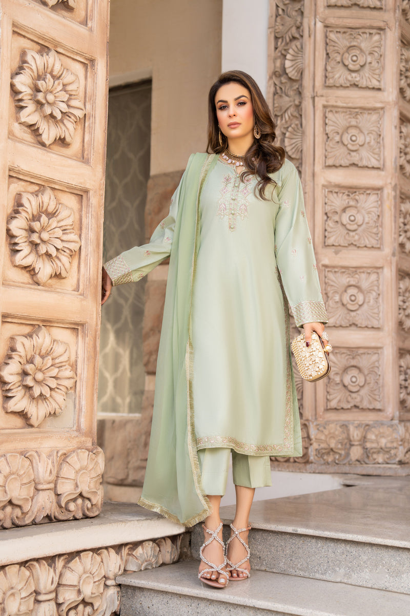 3PC READY TO WEAR RAW SILK DRESS BY GUL WARUN GRS12
