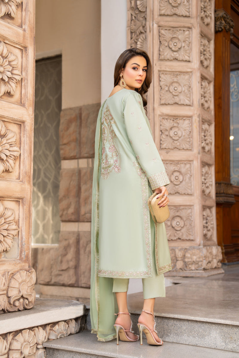 3PC READY TO WEAR RAW SILK DRESS BY GUL WARUN GRS12
