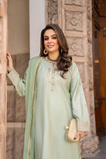 3PC READY TO WEAR RAW SILK DRESS BY GUL WARUN GRS12