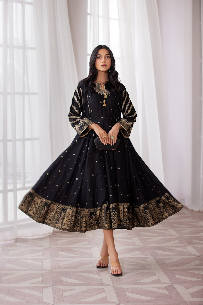 ZAIWA 1PC EMBROIDERED LONG FROCK 05