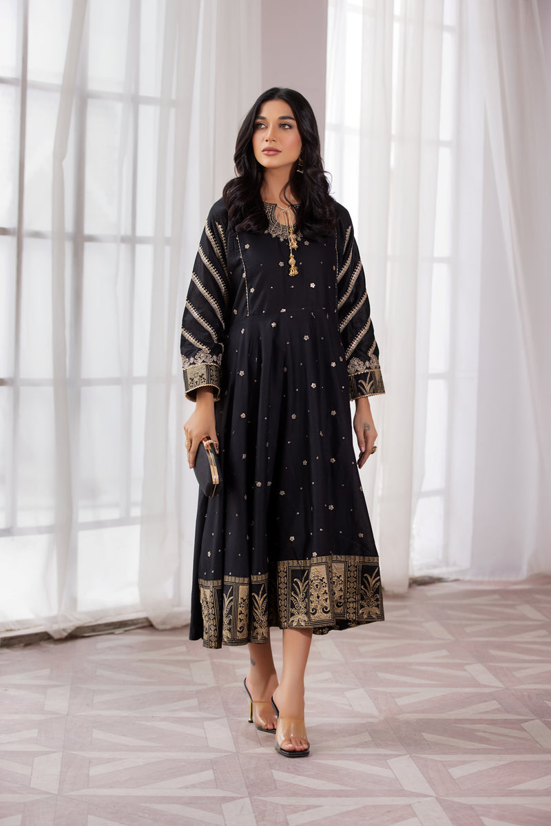 ZAIWA 1PC EMBROIDERED LONG FROCK 05