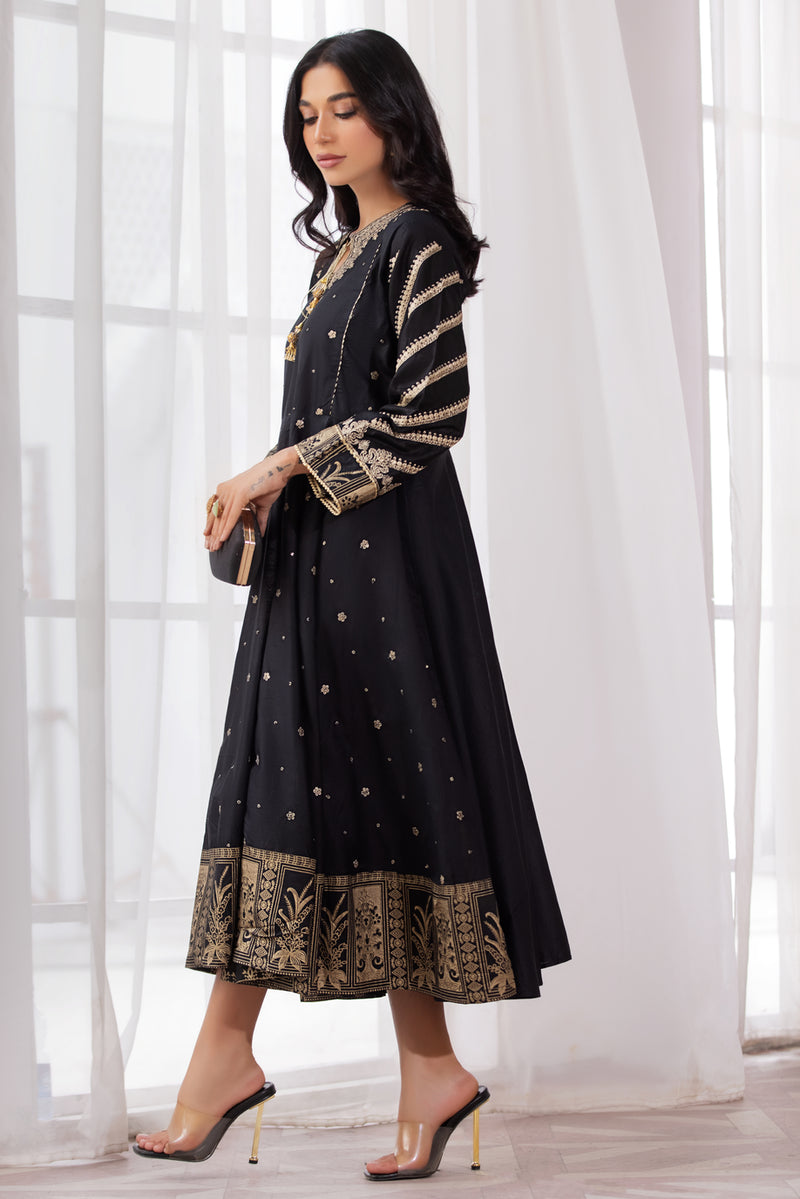 ZAIWA 1PC EMBROIDERED LONG FROCK 05