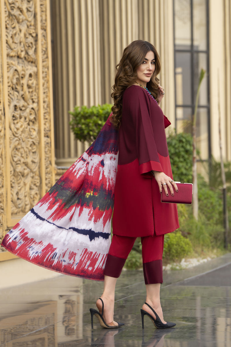sachin and babi light blue dress Winter Linen Dress With Wool Stole by Miski WDW8 – The Zaibai