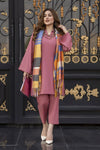 Winter Linen Dress with wool Stole by Miski WDW5
