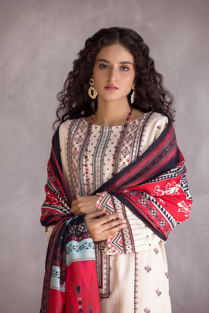 HEMLINE 3PC JACQUARD SLUB EMBROIDERED DRESS 10