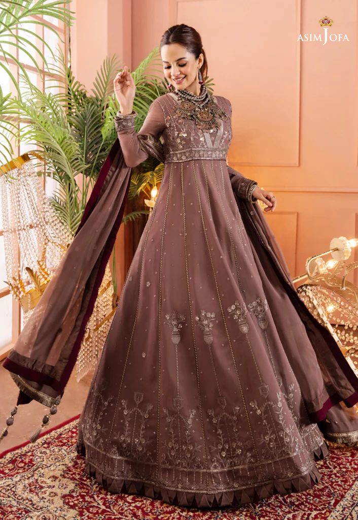 asim jofa brown dress Asim Jofa Chamak Damak Pakistani Chiffon Dress