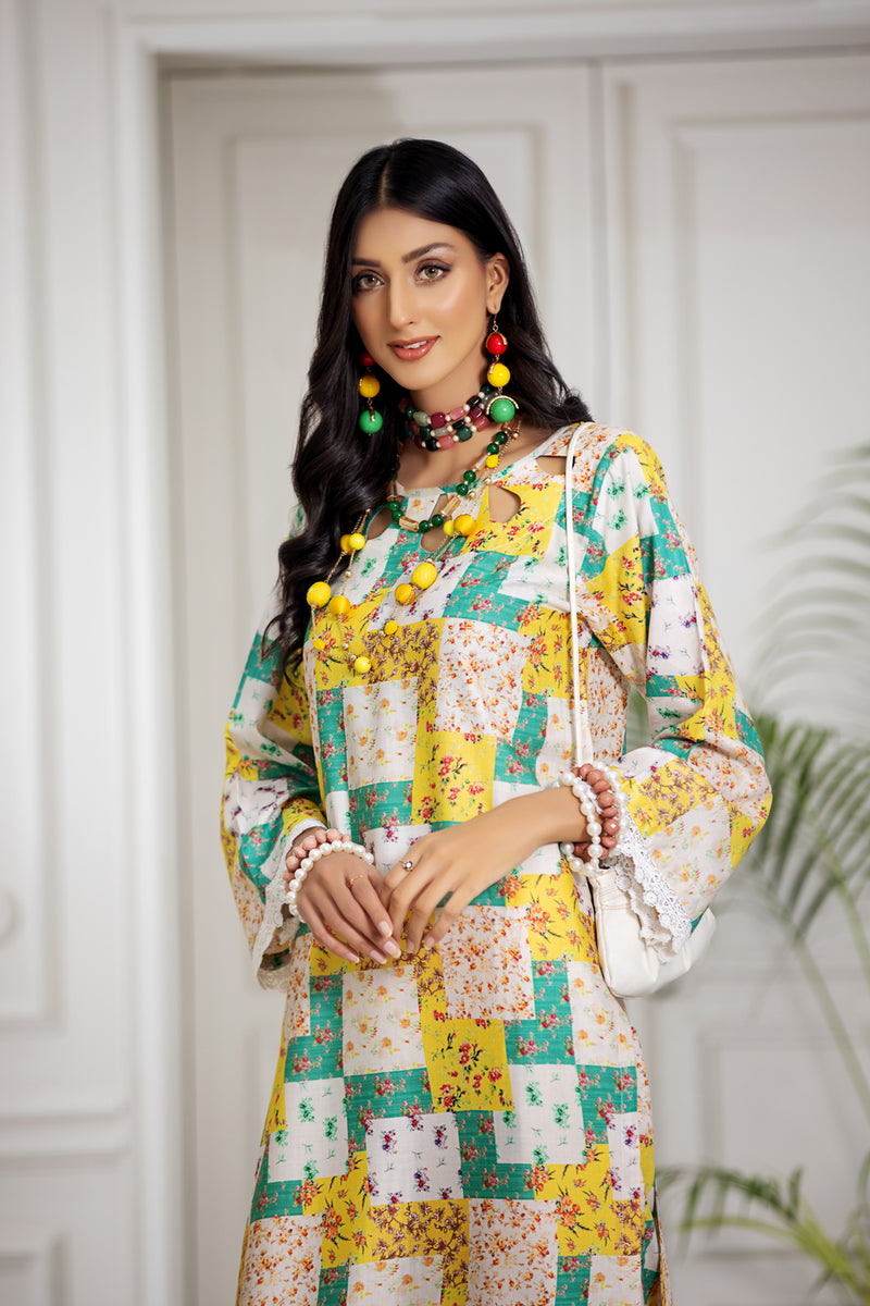 Ready to Wear 2 Pcs Linen Dress by Aabpara 01 The Zaibai Ready to Wear 2 Pcs Linen Dress by Aabpara 01 The Zaibai