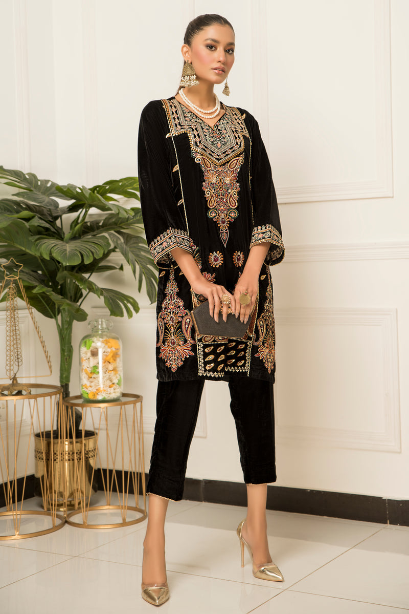 Velvet Embroidered Ready to Wear 2 Pcs Dress by Aabpara 10