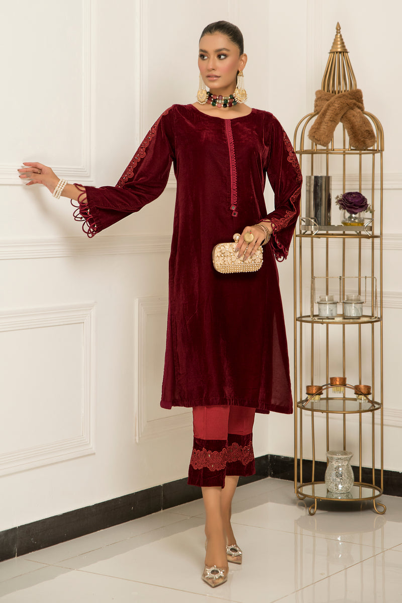Velvet Embroidered Ready to Wear 2 Pcs Dress by Aabpara 06 The Zaibai Velvet Embroidered Ready to Wear 2 Pcs Dress by Aabpara 06 The Zaibai