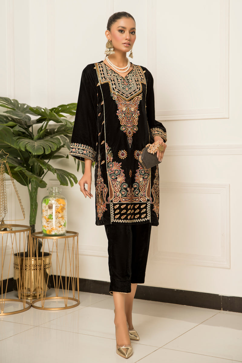 Velvet Embroidered Ready to Wear 2 Pcs Dress by Aabpara 10