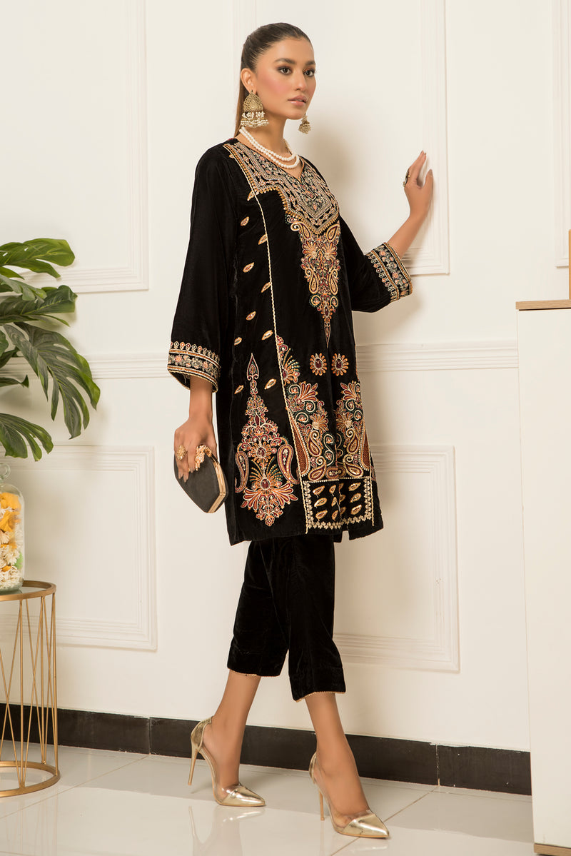 Velvet Embroidered Ready to Wear 2 Pcs Dress by Aabpara 10