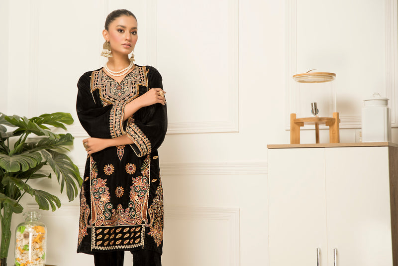 Velvet Embroidered Ready to Wear 2 Pcs Dress by Aabpara 10